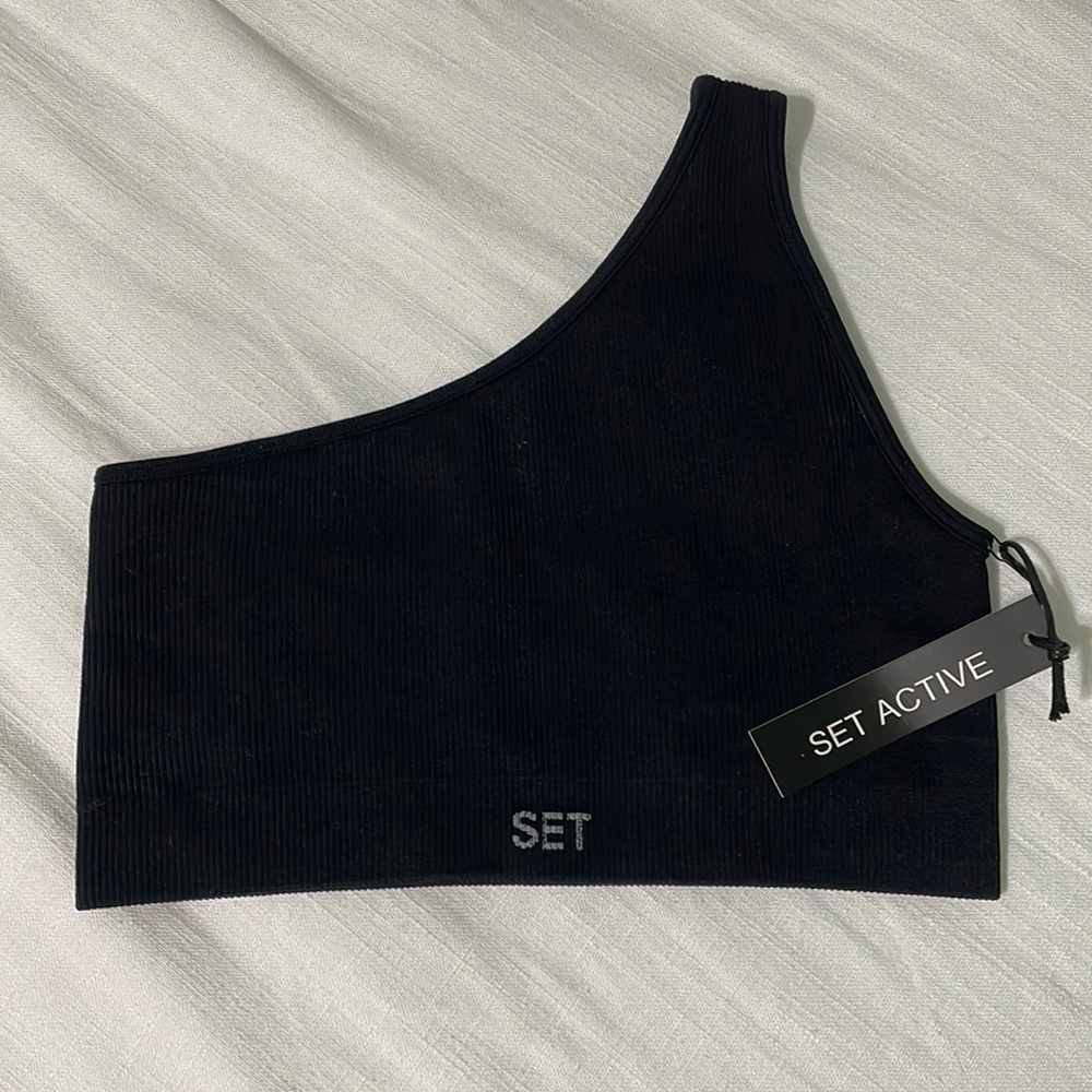 NWT SET ACTIVE SPORTBODY™ ONE SHOULDER BRA - ONYX